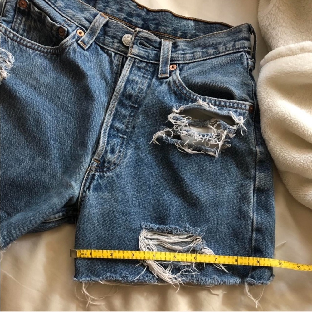 Distressed Blue Denim Shorts